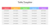 Editable Table Template PowerPoint Presentation Slide