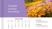 Attractive Flower image Template Calendar PowerPoint Slide