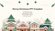  Merry Christmas PPT Template Slide with Snowy Background