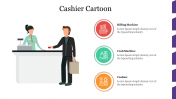 Attractive Cashier Cartoon Presentation PowerPoint Slide