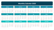 Effective Monthly Calendar 2020 PPT Slide Template