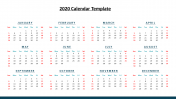 Our Predesigned 2020 Calendar Template For presentation