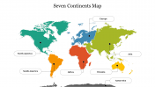 Multicolor Seven Continents Map PowerPoint Template