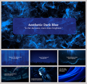 Aesthetic Dark Blue Wallpaper PowerPoint And Google Slides
