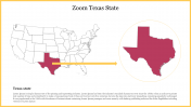 Editable Zoom Texas State Map PowerPoint Slide Template