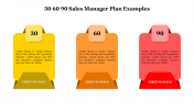 30 60 90 Sales Manager Plan Examples PowerPoint Slide