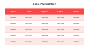 Multicolor Table Presentation PowerPoint Template Slide
