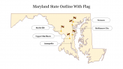 Creative Maryland State Outline With Flag For Presentation