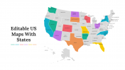 Editable US Maps With State PPT And Google Slides Templates