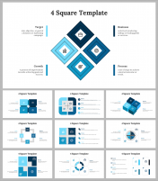 Editable 4 Square PowerPoint and Google Slides Templates