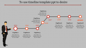 100% Editable Timeline PPT Template with Eight Nodes