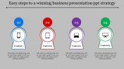 Business Presentation PPT Strategy With Four Node