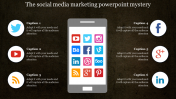 Social media marketing powerpoint with phone designs	