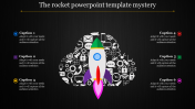 dark  rocket powerpoint template  with icons