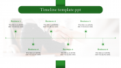 Simple Timeline Template PPT Design With Green Theme