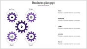 Fantastic Business Plan Template PowerPoint on Five Nodes
