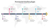 World Map Background PowerPoint Timeline Plugin Slide