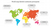 World Map Labeled Continents PowerPoint and Google Slides