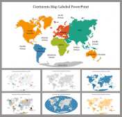 Continents Map Labeled PowerPoint and Google Slides Themes