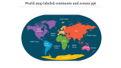 Editable World map Continents & Oceans PPT Template and Google Slides