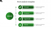 Creative SWOT Analysis Template In Green Color Slide