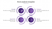 Purple Color SWOT Analysis PowerPoint and Google Slides