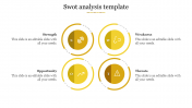 Use SWOT Analysis Template With Four Nodes Slide Model