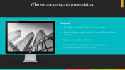 Who We Are Company Presentation Template Blue Background