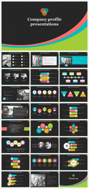 Company Profile Presentation Templates With Dark Backgrounds