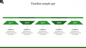 Creative Timeline Sample PPT In Green Color Slide Template