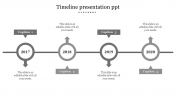 Innovative Timeline Presentation PPT With Grey Color