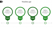 Innovative Timeline PPT In Green Color Slide Model