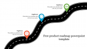 Free Product Roadmap PowerPoint Template With Three Nodes