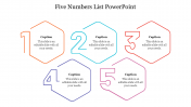 Five Numbers List PowerPoint with hexagon design
