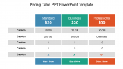 Best Pricing Table PPT PowerPoint Template