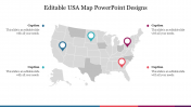 Editable USA Map PowerPoint Designs for presentation