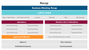 Business Meeting Recap PowerPoint And Google Slides Template