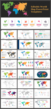 Editable World Map PowerPoint Templates Design
