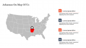 Effective Arkansas On Map Of Us Presentation Template 