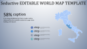 editable world map template - blue shaded