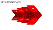 Fantastic PPT Arrow Template on Red Colour Model Layout