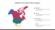 Editable PowerPoint Map Template Slide With Four Node