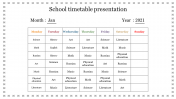 Creative School Timetable Presentation Template Design