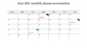 Incredible June 2021 Monthly Planner Presentation Slide