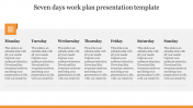 Use Seven Days Work Plan Presentation Template Design