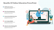 Five Node Benefits Of Online Education PowerPoint Template