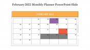 Best February 2022 Monthly Planner PowerPoint Slide