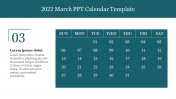 Amazing 2022 March PPT Calendar Template
