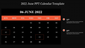 Editable 2022 June PPT Calendar Template
