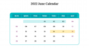 2022 June Calendar PowerPoint and Google Slides Templates